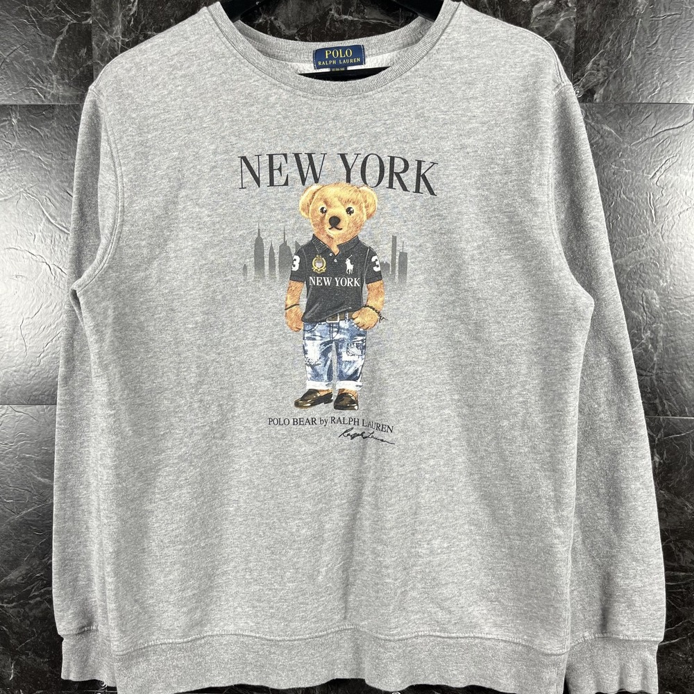 Polo Ralph Lauren Boy's Polo Bear New York Sweatshirt XL (Women's Small)